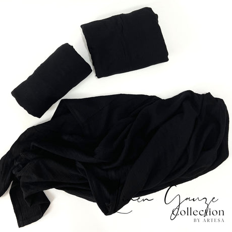 Artesa Cloud (Linen Gauze) Throw Blanket in Black