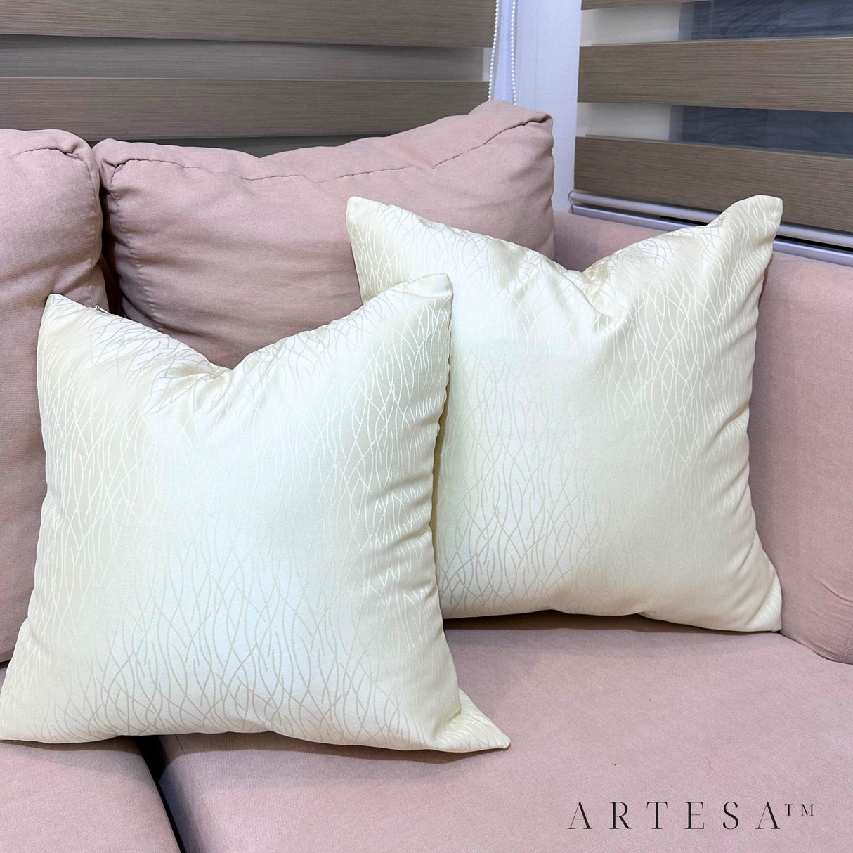 Artesa Amihan Premium Cotton Brocade Throw Pillow Cover with hidden zipper closure - Elegant Home Decor Accent