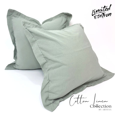 Artesa Cotton Linen in Plain Sage Throw Pillow Cover