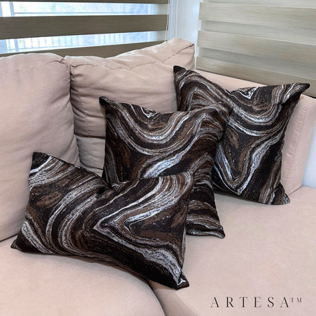 Artesa Hiraya Premium Cotton Brocade Throw Pillow Set of 3 - Elegant Home Decor Ensemble