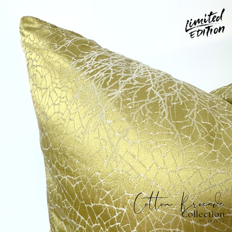 Artesa Immanuel (Yellow Gold) Cotton Brocade Throw Pillow Cover