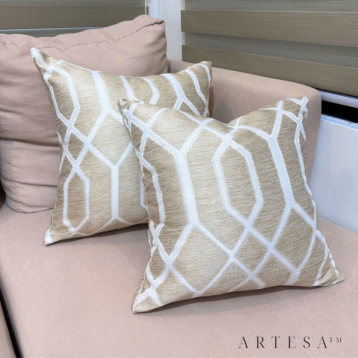 Artesa Pacita Premium Stretch Cotton Brocade Throw Pillow Cover with hidden zipper closure - Elegant Home Decor Accent