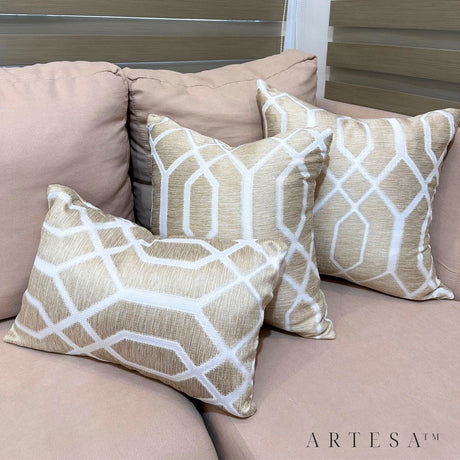 Artesa Pacita Premium Stretch Cotton Brocade Throw Pillow Set of 3 - Elegant Home Decor Ensemble