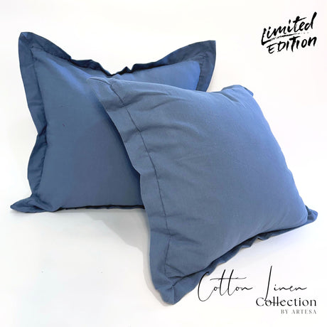 Artesa Cotton Linen in Plain Denim Blue Throw Pillow Cover