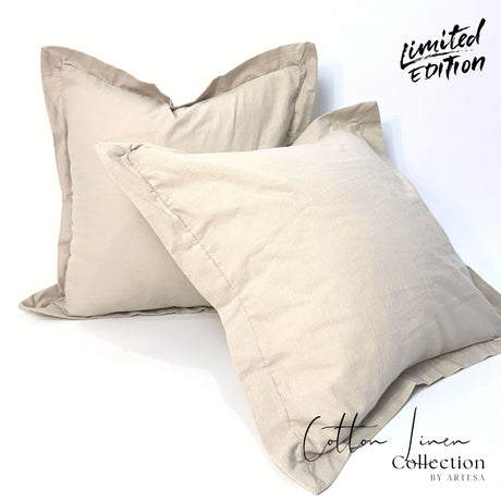 Artesa Cotton Linen in Plain Natural Throw Pillow Cover