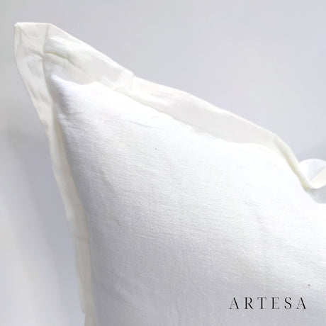 Artesa Cotton Linen in Plain Off White Throw Pillow Cover